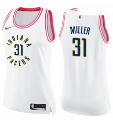 Womens Nike Indiana Pacers 31 Reggie Miller Swingman WhitePink Fashion NBA Jersey