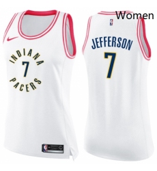 Womens Nike Indiana Pacers 7 Al Jefferson Swingman WhitePink Fashion NBA Jersey