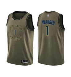 Youth Indiana Pacers 1 TJ Warren Swingman Green Salute to Service Basketball Jersey 
