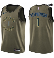 Youth Nike Indiana Pacers 1 Lance Stephenson Swingman Green Salute to Service NBA Jersey 