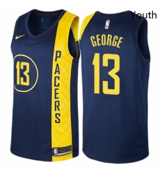 Youth Nike Indiana Pacers 13 Paul George Swingman Navy Blue NBA Jersey City Edition