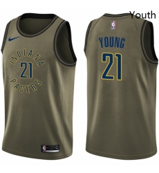 Youth Nike Indiana Pacers 21 Thaddeus Young Swingman Green Salute to Service NBA Jersey