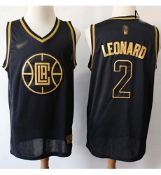 Clippers #2 Kawhi Leonard Black Gold Basketball Swingman Limited Edition Jersey