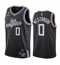 Men Los Angeles Clippers 0 Russell Westbrook Black 2022 23 City Edition With NO 6 Patch Stitched Jersey