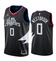 Men Los Angeles Clippers 0 Russell Westbrook Black Statement Edition Stitched Jersey