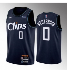 Men Los Angeles Clippers 0 Russell Westbrook Navy 2023 24 City Edition Stitched Jersey