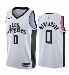 Men Los Angeles Clippers 0 Russell Westbrook White City Edition Stitched Jersey