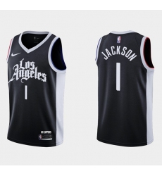 Men Los Angeles Clippers 1 Reggie Jackson Black City Edition Stitched Basketball Jersey