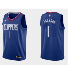 Men Los Angeles Clippers 1 Reggie Jackson Royal Icon Edition Stitched Basketball Jersey