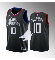 Men Los Angeles Clippers 10 Eric Gordon Black Statement Edition Stitched Jersey