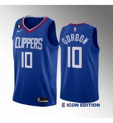 Men Los Angeles Clippers 10 Eric Gordon Blue Icon Edition With No 6 Patch Stitched Jersey