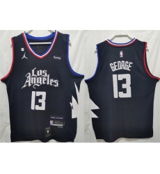 Men Los Angeles Clippers 13 Paul George Black Stitched Jersey