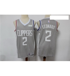 Men Los Angeles Clippers 2 Kawhi Leonard Gray 2021 Earned Edition Nike Swingman Jersey