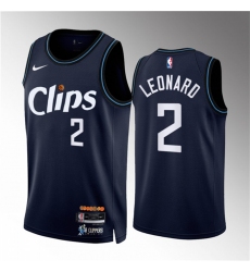 Men Los Angeles Clippers 2 Kawhi Leonard Navy 2023 24 City Edition Stitched Jersey