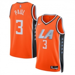 Men Los Angeles Clippers 3 Chris Paul Orange 2025 26 City Edition Stitched Jersey
