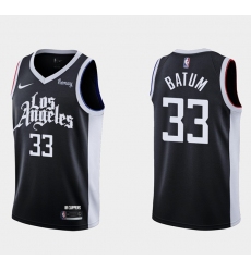 Men Los Angeles Clippers 33 Nicolas Batum 2020 21 Black City Edition Stitched NBA Jersey