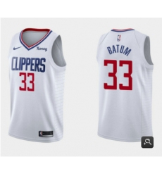 Men Los Angeles Clippers 33 Nicolas Batum White Association Edition Stitched Basketball Jersey