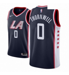 Men NBA 2018 19 Los Angeles Clippers 0 Sindarius Thornwell City Edition Navy Jersey 
