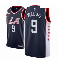 Men NBA 2018 19 Los Angeles Clippers 9 Tyrone Wallace City Edition Navy Jersey 