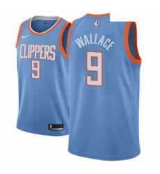 Men NBA 2018 19 Los Angeles Clippers 9 Tyrone WallaceCity Edition Light Blue Jersey 