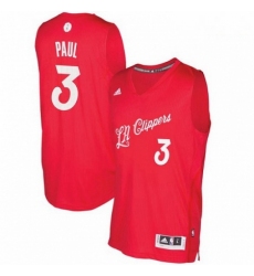 Mens Adidas Los Angeles Clippers 3 Chris Paul Authentic Red 2016 2017 Christmas Day NBA Jersey 
