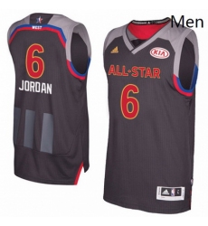 Mens Adidas Los Angeles Clippers 6 DeAndre Jordan Authentic Charcoal 2017 All Star NBA Jersey