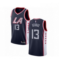 Mens Los Angeles Clippers 13 Paul George Authentic Navy Blue Basketball Jersey City Edition 