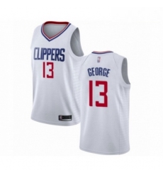 Mens Los Angeles Clippers 13 Paul George Authentic White Basketball Jersey Association Edition 