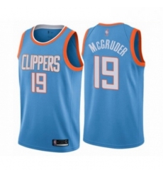 Mens Los Angeles Clippers 19 Rodney McGruder Authentic Blue Basketball Jersey City Edition 