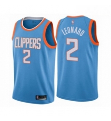 Mens Los Angeles Clippers 2 Kawhi Leonard Authentic Blue Basketball Jersey City Edition 