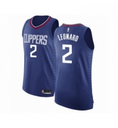 Mens Los Angeles Clippers 2 Kawhi Leonard Authentic Blue Basketball Jersey Icon Edition 