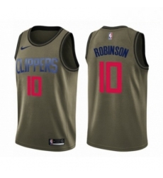 Mens Nike Los Angeles Clippers 10 Jerome Robinson Swingman Green Salute to Service NBA Jersey 