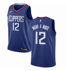 Mens Nike Los Angeles Clippers 12 Luc Mbah a Moute Swingman Blue NBA Jersey Icon Edition 