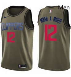 Mens Nike Los Angeles Clippers 12 Luc Mbah a Moute Swingman Green Salute to Service NBA Jersey 