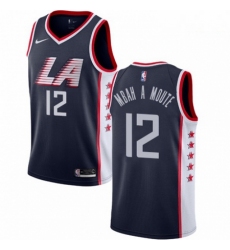 Mens Nike Los Angeles Clippers 12 Luc Mbah a Moute Swingman Navy Blue NBA Jersey City Edition 