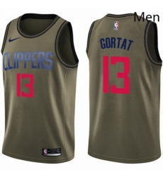 Mens Nike Los Angeles Clippers 13 Marcin Gortat Swingman Green Salute to Service NBA Jersey 