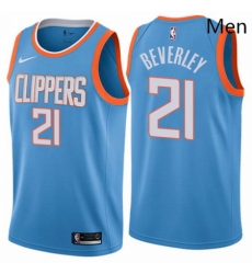 Mens Nike Los Angeles Clippers 21 Patrick Beverley Authentic Blue NBA Jersey City Edition 