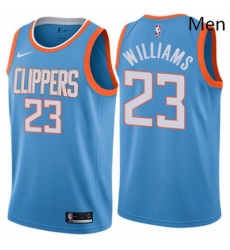 Mens Nike Los Angeles Clippers 23 Louis Williams Authentic Blue NBA Jersey City Edition 