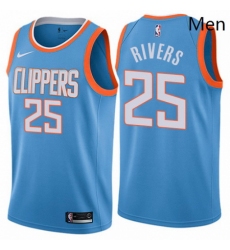 Mens Nike Los Angeles Clippers 25 Austin Rivers Authentic Blue NBA Jersey City Edition
