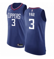 Mens Nike Los Angeles Clippers 3 Chris Paul Authentic Blue Road NBA Jersey Icon Edition 