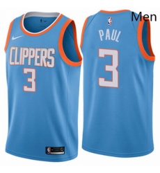 Mens Nike Los Angeles Clippers 3 Chris Paul Swingman Blue NBA Jersey City Edition 