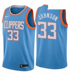 Mens Nike Los Angeles Clippers 33 Wesley Johnson Swingman Blue NBA Jersey City Edition
