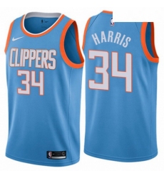 Mens Nike Los Angeles Clippers 34 Tobias Harris Swingman Blue NBA Jersey City Edition 