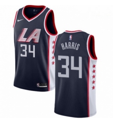 Mens Nike Los Angeles Clippers 34 Tobias Harris Swingman Navy Blue NBA Jersey City Edition 