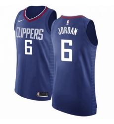 Mens Nike Los Angeles Clippers 6 DeAndre Jordan Authentic Blue Road NBA Jersey Icon Edition