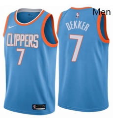 Mens Nike Los Angeles Clippers 7 Sam Dekker Authentic Blue NBA Jersey City Edition 