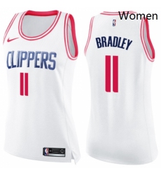 Womens Nike Los Angeles Clippers 11 Avery Bradley Swingman WhitePink Fashion NBA Jersey 