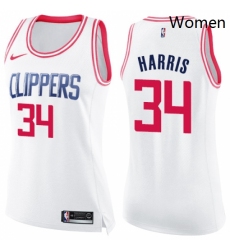 Womens Nike Los Angeles Clippers 34 Tobias Harris Swingman WhitePink Fashion NBA Jersey 
