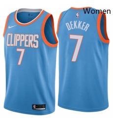 Womens Nike Los Angeles Clippers 7 Sam Dekker Swingman Blue NBA Jersey City Edition 