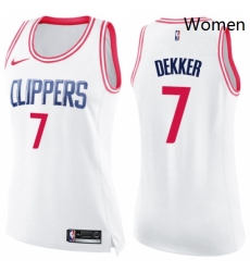 Womens Nike Los Angeles Clippers 7 Sam Dekker Swingman WhitePink Fashion NBA Jersey 